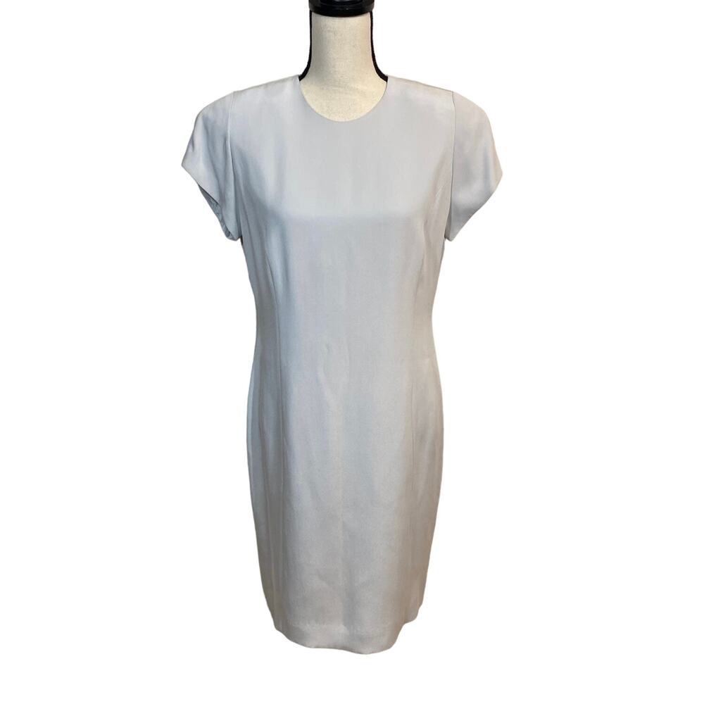 Jones New York Vintage Dove Gray Silk Sheath Dress 12P